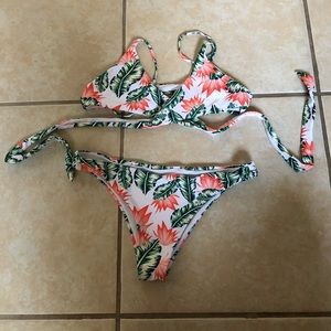 Zaful Floral Wrap Around Bathing Suit